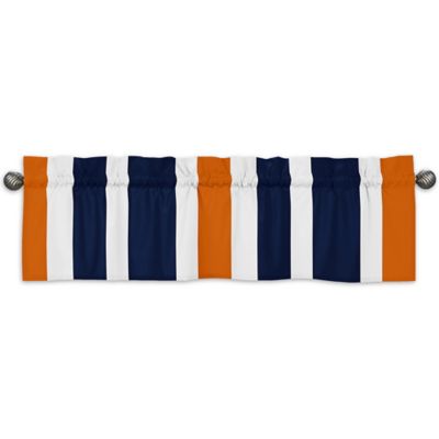 Sweet Jojo Designs Navy and Orange Stripe Window Valance
