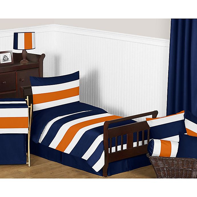 Alternate image 1 for Sweet Jojo Designs Navy and Orange Stripe Bedding Collection