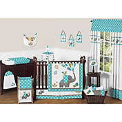 Sweet Jojo Designs Mod Elephant 11-Piece Crib Bedding Set in Turquoise/White
