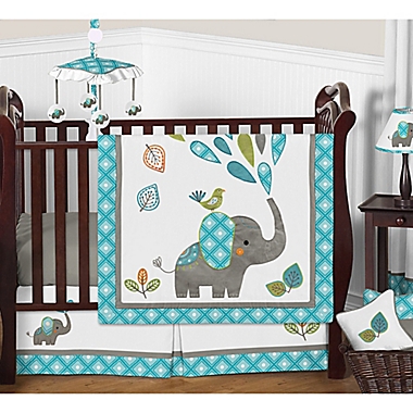 Sweet Jojo Designs Mod Elephant Collection in Turquoise/White. View a larger version of this product image.