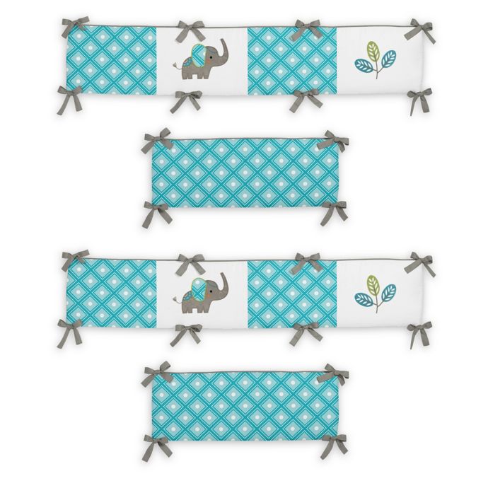 Sweet Jojo Designs Mod Elephant 4 Piece Crib Bumper Set In