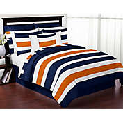 Sweet Jojo Designs Navy and Orange Stripe Comforter Set