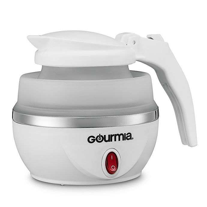 Gourmia® Folding Travel Electric Kettle in White Bed