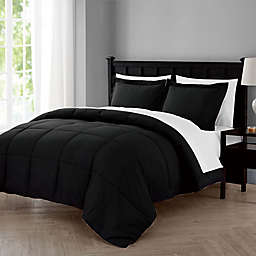 VCNY Home Lincoln 7-Piece Down Alternative Queen Comforter Set in Black