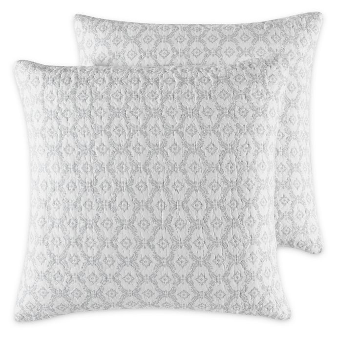 Laura Ashley Venetia European Pillow Shams In Grey Set Of 2