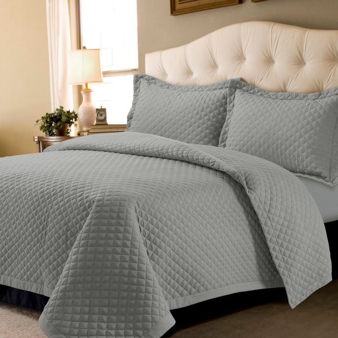 Tribeca Living Oversized Brisbane Solid Quilt Set Bed Bath & Beyond