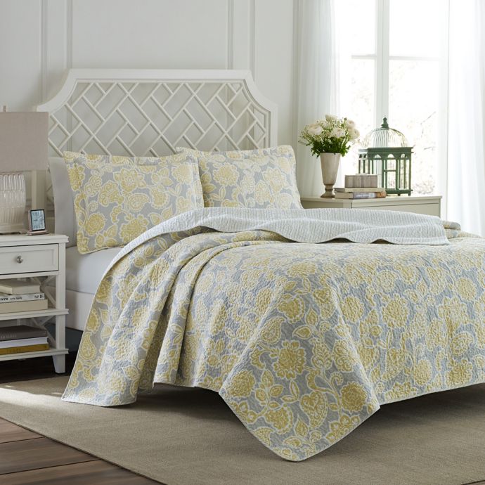 Laura Ashley Joy Quilt Set In Grey Yellow Bed Bath Beyond