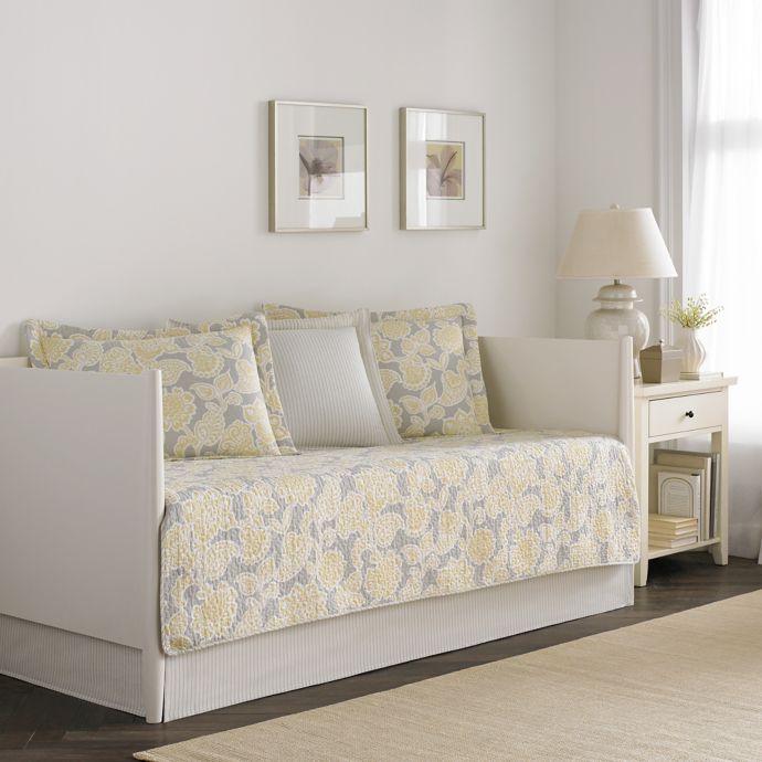 Laura Ashley® Joy Daybed Bedding Set in Grey/Yellow Bed Bath and