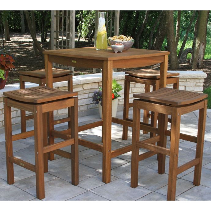 Outdoor Interiors Eucalyptus Wood Outdoor Bar Furniture In Brown