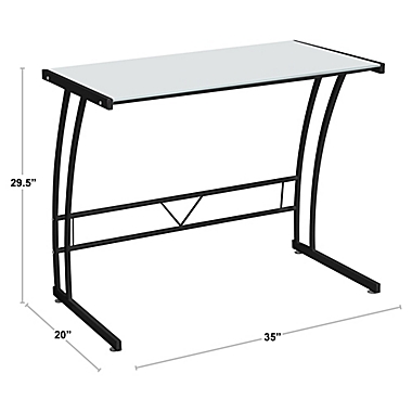 LumiSource&reg; Sigma Contemporary Glass Computer Desk in White. View a larger version of this product image.