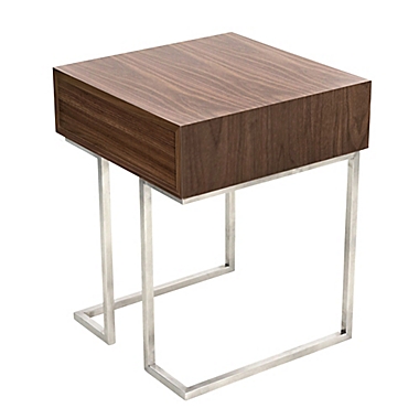 LumiSource&reg; Roman Contemporary End Table in Walnut. View a larger version of this product image.