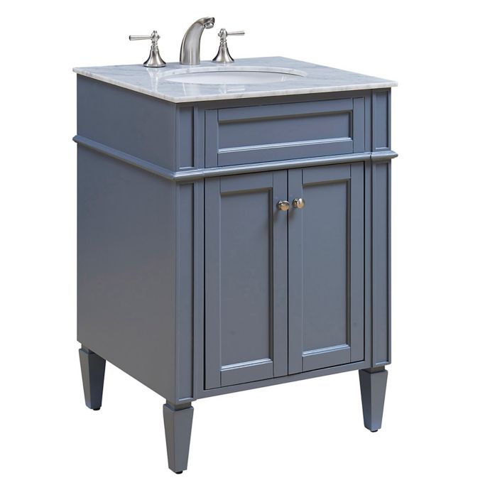 Park Ave 24 Inch Single Vanity In Grey With Carrara White Marble