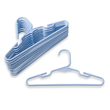 Plastic Children&#39;s 10-count Clothes Hangers in Blue. View a larger version of this product image.