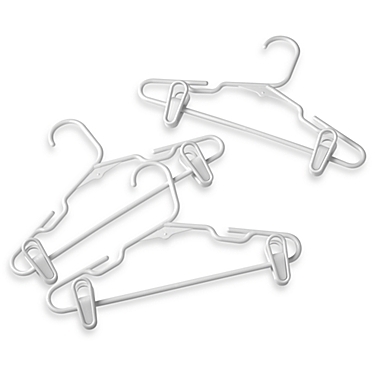 3-pack Plastic Children&#39;s Clothes Hangers with Clips in White. View a larger version of this product image.