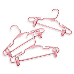 3-pack Plastic Children's Clothes Hangers with Clips in Pink