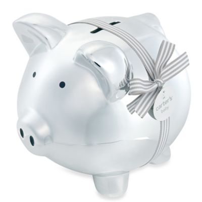 silver piggy bank for baby