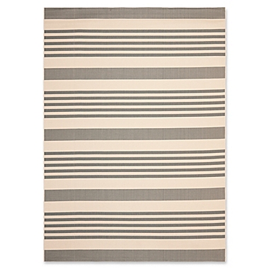 Safavieh Courtyard Stripes 8-Foot x 11-Foot Indoor/Outdoor Area Rug in Grey/Bone. View a larger version of this product image.