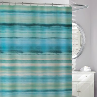 blue and green shower curtain