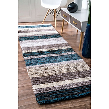 nuLOOM Hand Tufted Classie 2-Foot 6-Inch x 8-Foot Shag Runner in Blue. View a larger version of this product image.