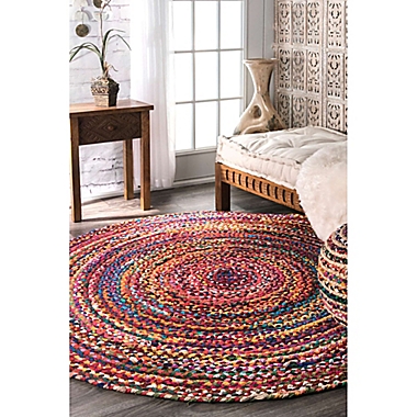 nuLOOM Nomad Hand-Braided Tammara 6-Foot Round Multicolor Area Rug. View a larger version of this product image.