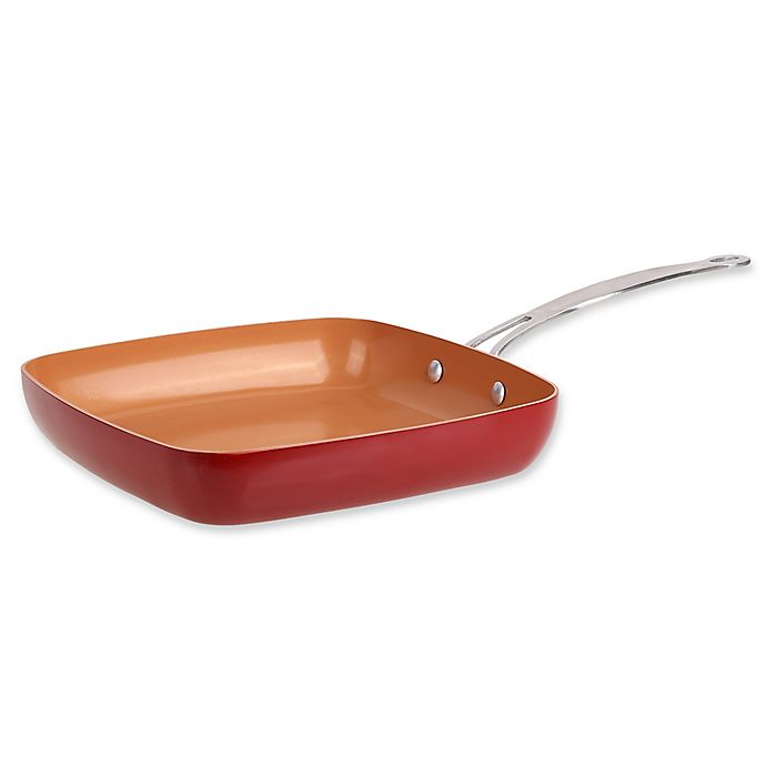 red copper square pan cover