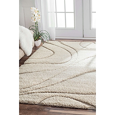 nuLOOM Carolyn Curves Shag 5-Foot 3-Inch x 7-Foot 6-Inch Area Rug in Cream. View a larger version of this product image.