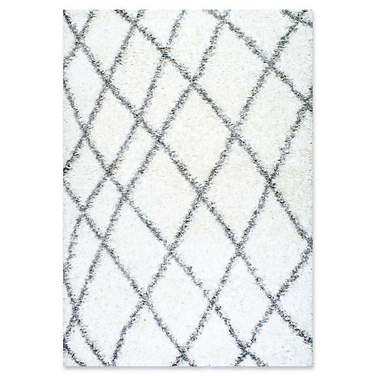 Alternate image 1 for nuLOOM Alvera Diamond Easy Shag 4-Foot x 6-Foot Accent Rug in White