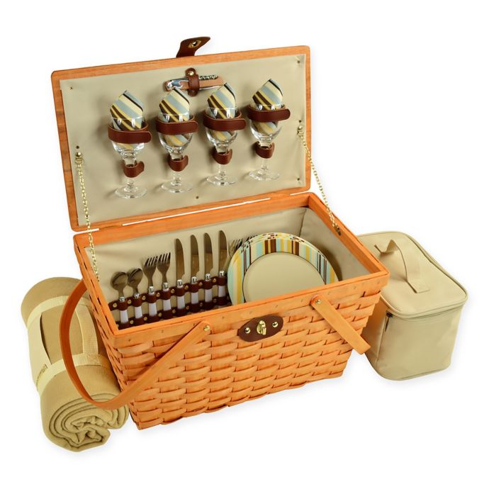 Picnic at Ascot Settler Picnic Basket for 4 with Blanket Bed Bath