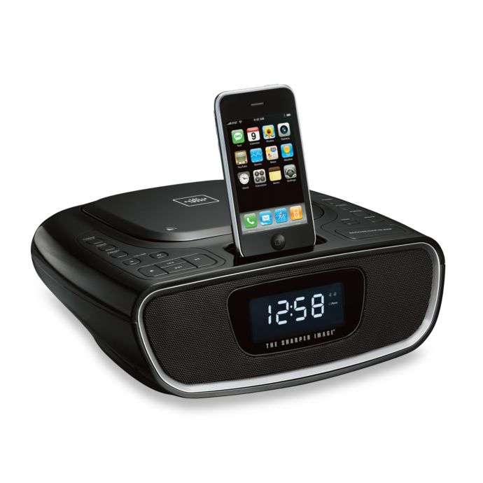 The Sharper Image Clock Radio Cd Player Dock For Ipod Iphone Bed Bath Beyond