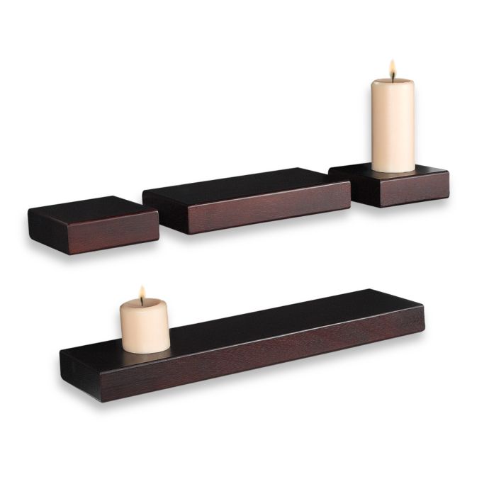 Melannco Chunky Floating Espresso Shelves (Set of 4) Bed Bath & Beyond