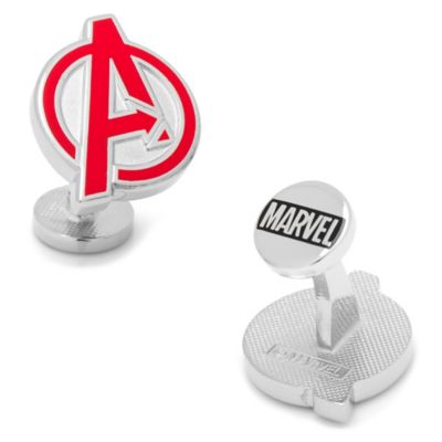 Marvel&reg; Silvertone Round Avengers Logo Cufflinks