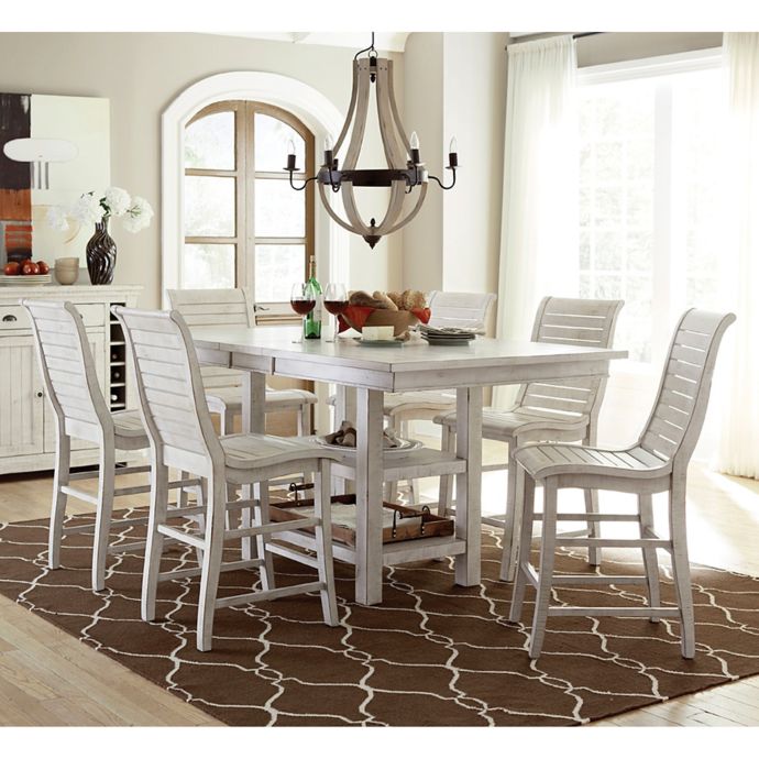 Willow Rectangular Counter Height Dining Table In Distressed White Bed Bath Beyond