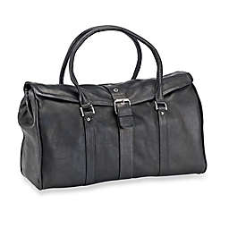 Piel® Leather Buckle Flap-Over 19.25-Inch Satchel Duffel Bag in Black