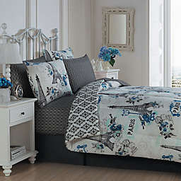 Cherie 8-Piece King Complete Comforter Set in Blue