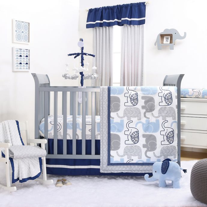 The Peanutshell Little Peanut 4 Piece Crib Bedding Set In Navy