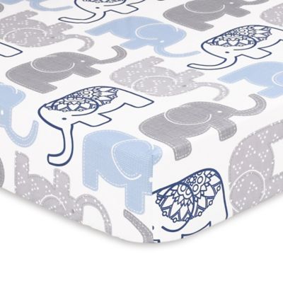 The Peanutshell&trade; Little Peanut Elephant Fitted Crib Sheet in Navy