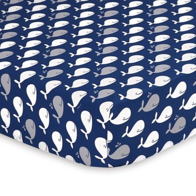 dark blue crib sheet