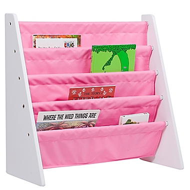 Wildkin Kid&#39;s Kai Sling Bookshelf in White/Pink. View a larger version of this product image.