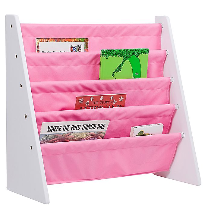 Wildkin Kid S Kai Sling Bookshelf In White Pink Buybuy Baby