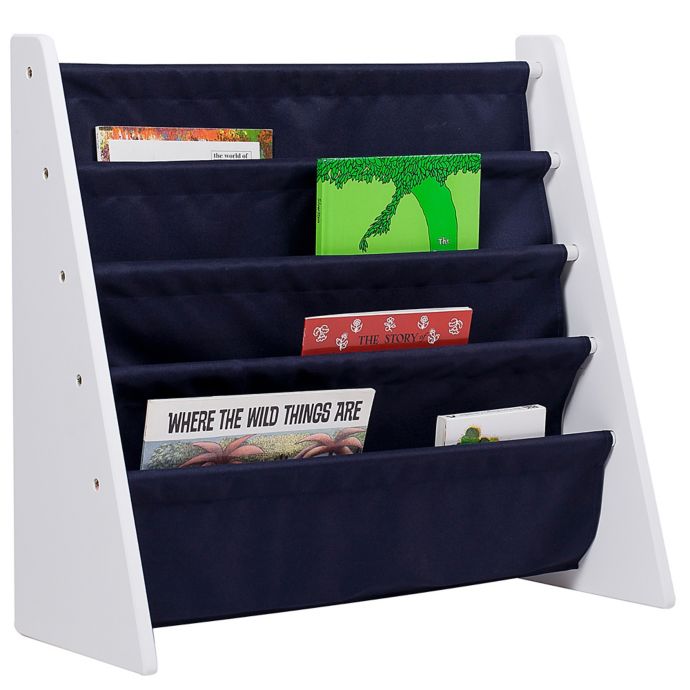 Wildkin Kid S Kai Sling Bookshelf In White Blue Buybuy Baby