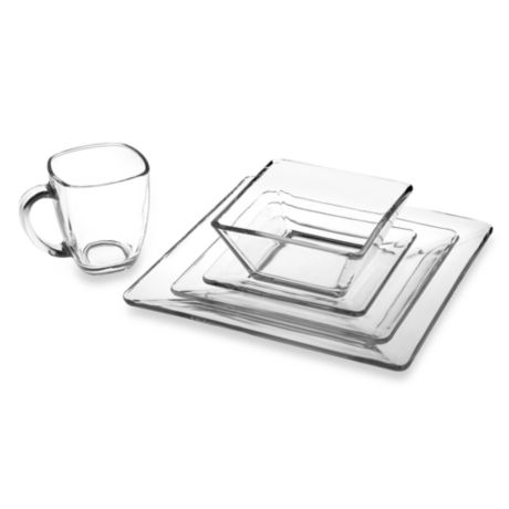 Libbey Crisa Tempo Square Dinner Plate Box of 12 Clear 10-Inch