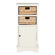 Safavieh Connery 2-Wicker Basket Storage Cabinet in Distressed White