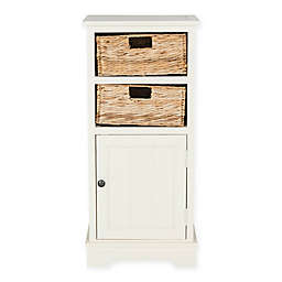 Safavieh Connery 2-Wicker Basket Storage Cabinet in Distressed White