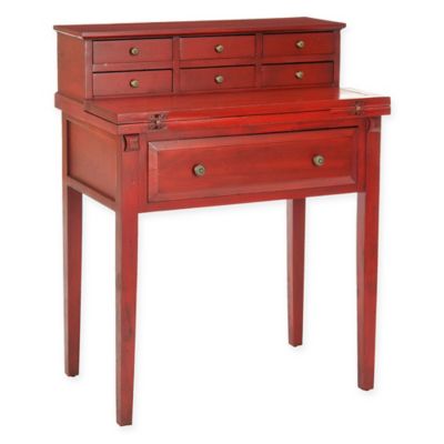 Safavieh Abigail 7-Drawer Fold-Down Desk in Red