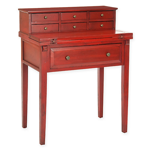 Alternate image 1 for Safavieh Abigail 7-Drawer Fold-Down Desk in Red