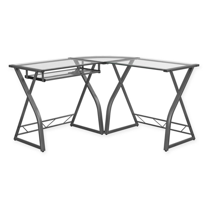 Bell O Groton L Shaped Computer Desk In Gunmetal Bed Bath Beyond