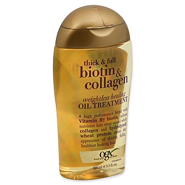 OGX&reg; Thick & Full Biotin & Collagen 3.3 fl. oz. Weightless Healing Oil Treatment. View a larger version of this product image.