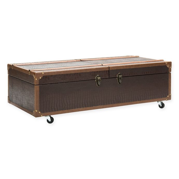 Safavieh Zoe Coffee Table Storage Trunk With Wine Rack