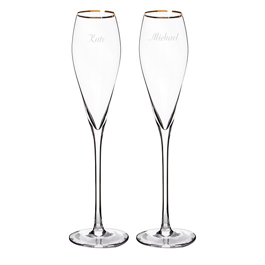 Alternate image 1 for Cathy's Concepts Gold Rim Champagne Flutes (Set of 2)