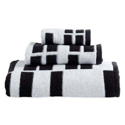 black and white towels